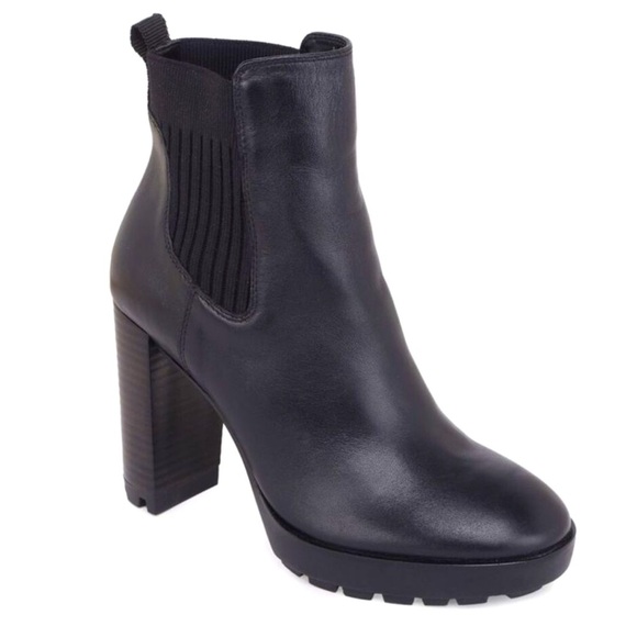 KENNETH COLE NEW YORK Womens Black Leather Platform Boots Size 9 New in box! - Picture 1 of 13